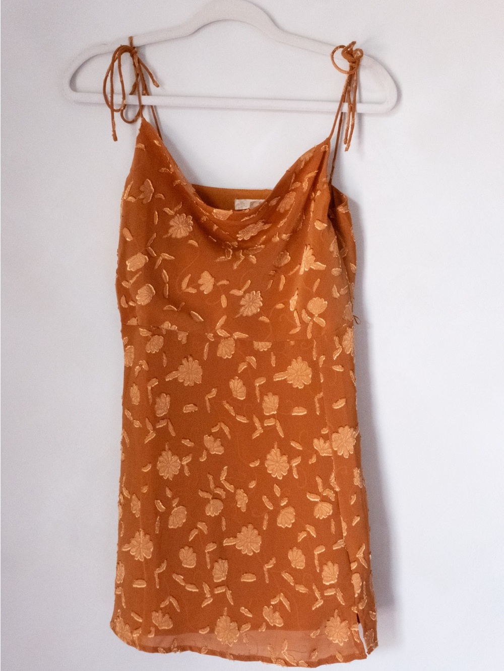 Tie-Shoulder Floral Slip Dress - Rust/Gold